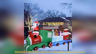 ✔️Christmas Outdoor Decor 2.7m Giant Christmas Inflatable Train 9ft Led Lights Inflatable Or