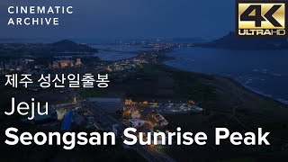 제주 성산일출봉 인근 아름다운 해안도로의 해질녘 고화질 드론영상 / Jeju, Seongsan Sunrise Peak, Coastal road, Drone at sunset