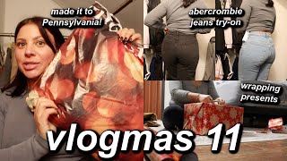 I MADE IT TO PA, ABERCROMBIE JEANS TRY-ON HAUL, WRAPPING PRESENTS | VLOGMAS 11