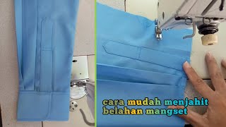 cara mudah menjahit belahan mangset kemeja pria untuk pemula#belajarmenjahit #menjahit #sewing