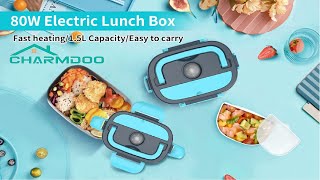 Electric Lunch Box, Food Warmer Heater 12V 24V 110V, 80W Fast Heated Lunch Box for Car, Truck, Home