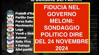 FIDUCIA NEL GOVERNO MELONI: SONDAGGIO POLITICO DIRE DEL 24 NOVEMBRE 2024