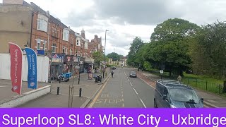 🇬🇧 BUS JOURNEY (TIMELAPSE) | Transport for London "Superloop" SL8: White City ➔ Uxbridge