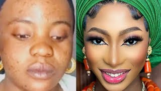 VIRAL 👆💥 MUST WATCH! 👍🤩 BRIDAL MAKEUP AND GELE TRANSFORMATION 👍💥