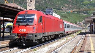 FERROVIA DEL BRENNERO; Stazione di Bolzano. Treni in transito, arrivo e partenza! Parte 1/2