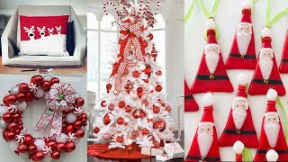 🎄 +100 RED AND WHITE CHRISTMAS DECORATION IDEAS | CHRISTMAS DECOR IDEAS RED AND WHITE 2024