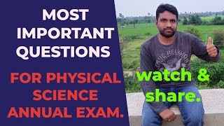 MOST IMPORTANT QUESTIONS FOR TENTH CLASS PHYSICAL SCIENCE ANNUAL EXAM.