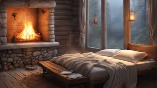 Sleep in a Cozy Winter Room with Blizzard and Fireplace Sounds - 2 HOURS ASMR