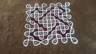 11 x 1 dots Beautiful beginners kambi kolam | easy simple sikku kolam | SathyaSelva Arts