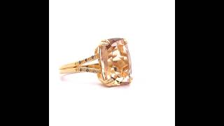 Morganite & Pavé Diamond Split Shoulder Shank Ring