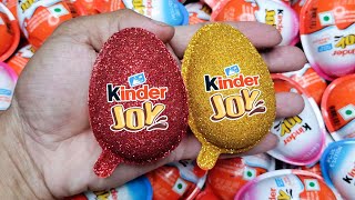 NEW! Colored Glitter Kinder Joy opening ASMR - A lot of Kinder Surprise egg toys Part-220