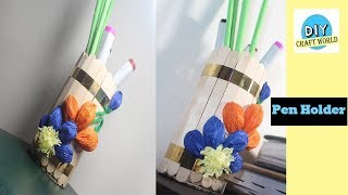 DIY : How To Make Popsicle Pen Holder | Popsicle Stick Crafts | Ice Cream Stick Pen Holder