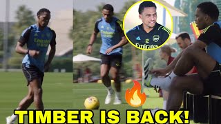 Arsenal Players Welcome Jurrien Timber To Training🔥Jurrien Timber spotted training at London Colney