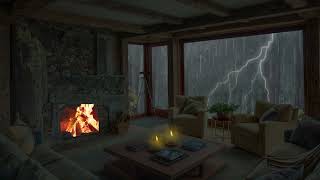 Thunderstorm, howling wind, and heavy Rain sounds - Cozy Room Ambience | 10 Hours