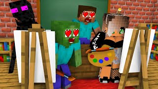 Monster School : BABY MONSTERS GIRLS VS BOYS DRAWING CHALLENGE - Minecraft Animation