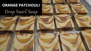 Making and Cutting Orange Patchouli Drop Swirl Soap