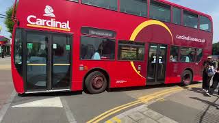 Cardinal buses TE721 leaving Hounslow on SWR rail Replacement to Virgina water