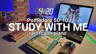 2-HR STUDY WITH ME 🕯️ [pomodoro 50/10] calm piano break & deep focus, real time