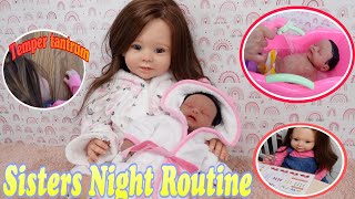 Night Routine with Newborn silicone baby and Reborn toddler