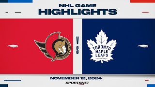 NHL Highlights | Senators vs. Maple Leafs - November 12, 2024