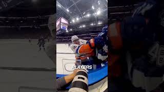 Being a hockey cameraman is dangerous!