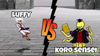 Luffy Gear 5 Vs Koro Sensei one piece x assassination classroom fights / mugen