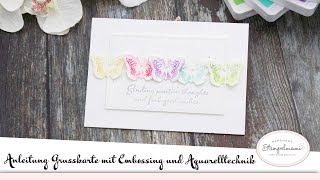 Grusskarte mit Embossing und Aquarelltechnik in Regenbogenfarben | Karte basteln | Stampin' Up!