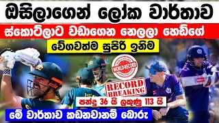 T20 WORLD RECORD - ඔසිලා ස්කොට්ලාට වඩාගෙන නෙලයි හෙඩ් සහ මාෂ් තැබු ලෝක වාර්තාව aus vs sco t20 match