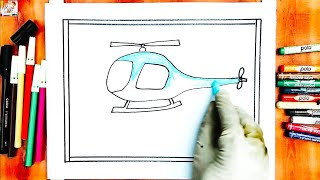 How to draw a HELICOPTER step by step / drawing helicopter easy