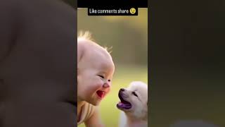 Puppy and baby ki masti funny #shorts