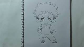 How to draw Yuji Itadori chibi style step by step || Jujutsu Kaisen