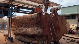 Dangerous Woodworking Factory. Oversize Logs Truck & Wood Cutting Sawmill Machines