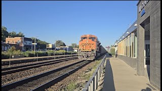 BNSF SD70ACE leads Eastbound BNSF Coal train going through Clarendon hills IL 9/4/24