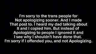 Here's a better apology for @sadieyayy and trans, sadie's friends, and her fans