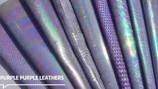 QIBU Purple Faux Leather Fabric Chunky Glitter Soft Cotton Smooth PU Leather