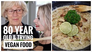 80 Year Old tries VEGAN FOOD - Chick'n in Lime Sauce EASY Recipe