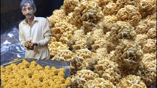 Huge Making Murmura Laddu | Sweet Puffed Gir and Rice Making Laddu | Murmura Recipe