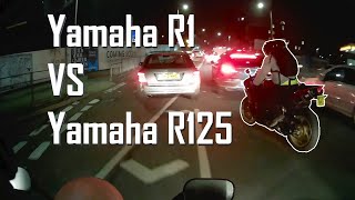 Yamaha R125 vs R1 Filtering Race | London on 2 Wheels 7