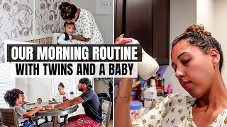 OUR MORNING ROUTINE WITH TWINS AND 9 MONTH OLD!🥰☀️🫶🏽