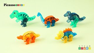 PicassoTiles PicassoToys Magnetic Tiles Kids Love Dinosaur Action Figure Playset Fun Mix or Match