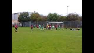 Salvation Army Football - Steve Cowell scores directly from a corner