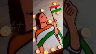 Beautiful Girl Raising🧡 तिरंगा 💚🇮🇳/ Happy Republic Day Rangoli Design 🇮🇳 #rangolidesigns #26january