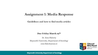 Assignment 1: Guidelines and how to find media articles