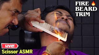 Fire Haircut & Fire Beard Trim by Asim Barber | Scissors Haircut | Neck Crack | Hair Cracking ASMR