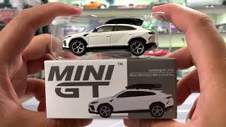 Mini GT Mijo Exclusives 220 Lamborghini Urus Bianco Monocerus with Roof Box White 1:64