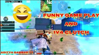 😂 Funny gameplay with funny commentry 😂 1v4 Clutch by Aditya Gabbar yt #1vs4 #clutch #funnyvideo