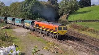 Freight loco with 26 trucks waits for 3 passenger trains before joining main line