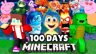 JJ and Mikey Survived 100 Days from Peppa pig , Paw patrol , Inside Out 2  in Minecraft Maizen