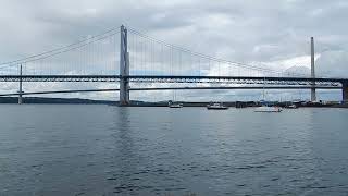 Forth Rail and Road Bridges as viewed from the stone jetty at North Queensferry on 13/08/23.