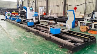 Metal steel tube pipe flame gas plasma cutting machine DW1050P